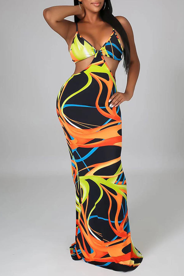 New Sexy Sleeveless Tank Top Sling Tie Dye Print Dress