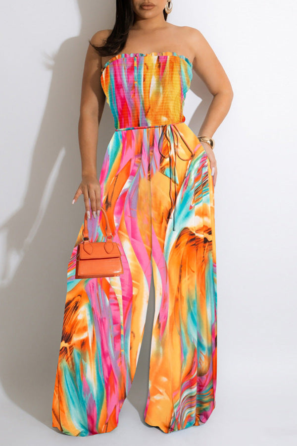 Fashion Chiffon Digital Print Colorful Jumpsuit
