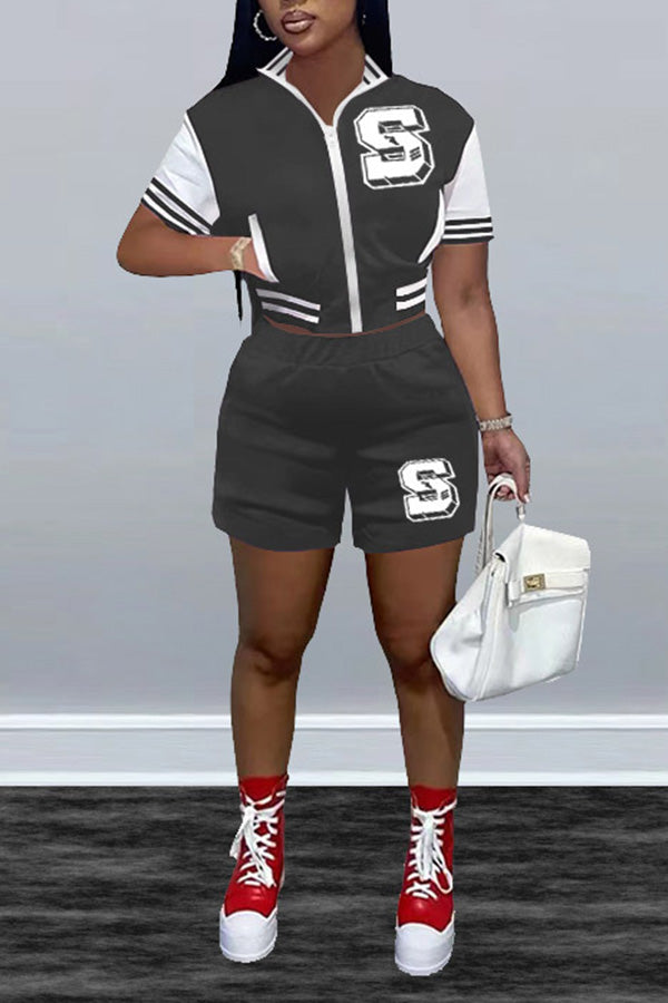 Casual Jacket Short Sleeve Shorts Baseball Uniform Set
