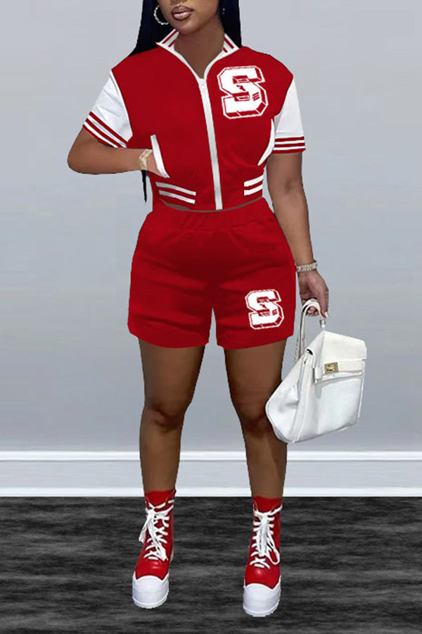 Casual Jacket Short Sleeve Shorts Baseball Uniform Set