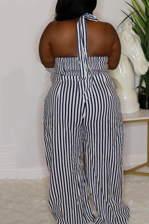  Sexy Plus Size Straps Black And White Strips Suit