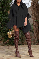 Casual Fashion Solid Color Loose Plus Size Shirt Dress