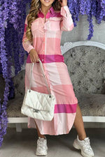  Fashion Commuter Close Up Waist Long Plaid Dress