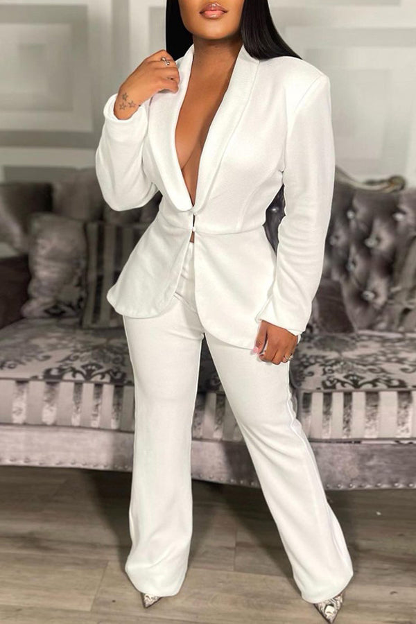  Fashion Casual Solid Color Professional Uniform Loose Small Suit Two-Piece Set