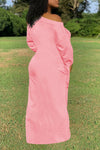  Casual Solid Color Cotton Long Sleeve Knotted Cuff Dress