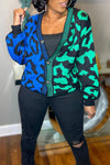 Trendy Leopard Print Button Knit Sweater