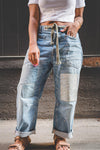  Stylish Casual Paneled Washed Jeans