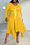 Plus Size Asymmetrical U Collar Letter Print Dress
