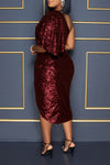 Sexy One Shoulder Wrap Sequin Party Dress