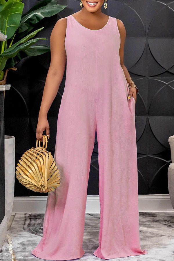Sleeveless Backless Casual Loose Jumpsuit